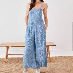 American Eagle Blue Floral Corset Jumpsuit